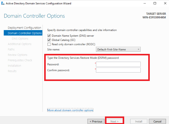 Domain controller options